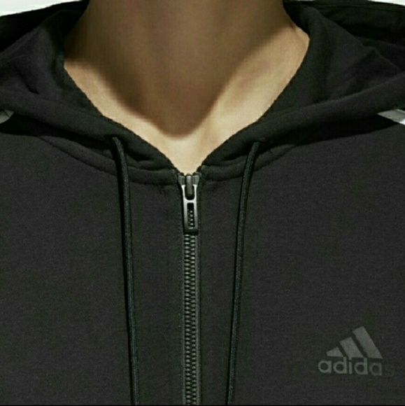 ADIDAS 3 Stripe Essentials Full Zip Logo Hoodie - Picture 3 of 6